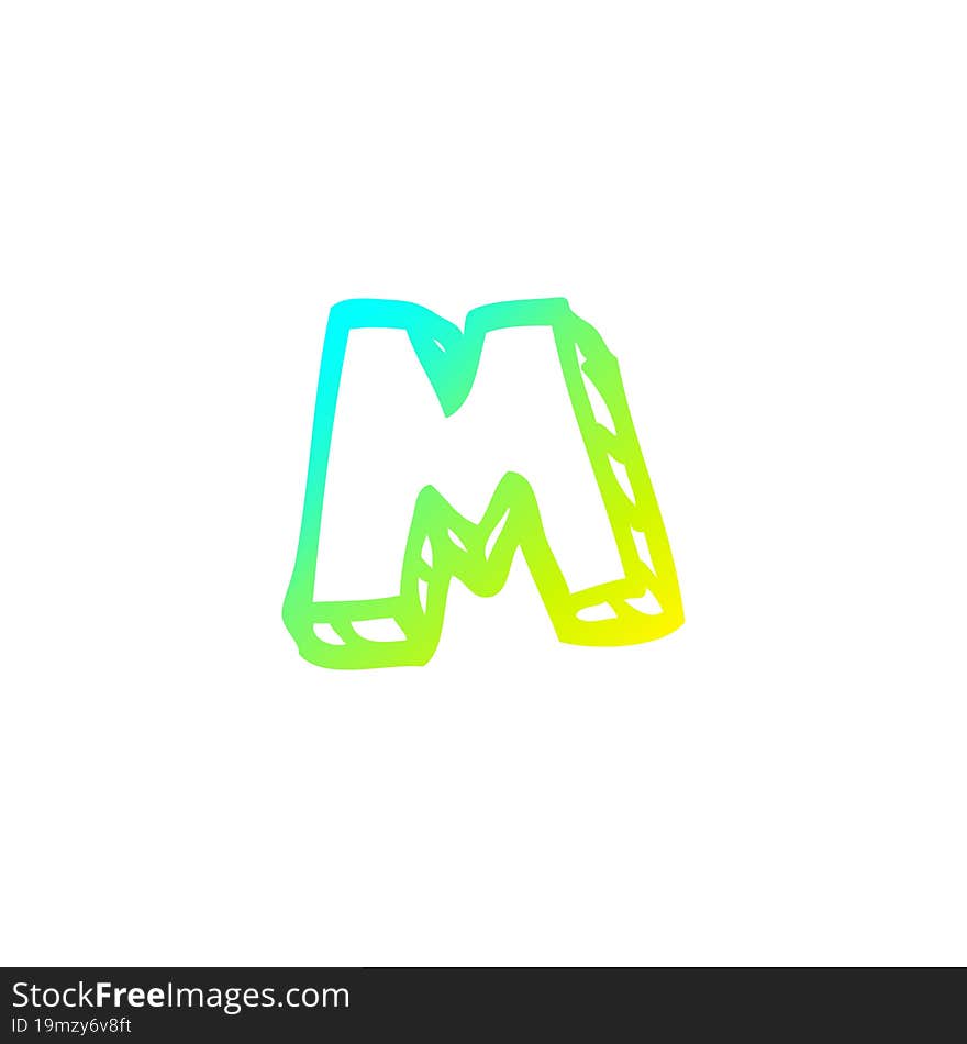 cold gradient line drawing cartoon letter m