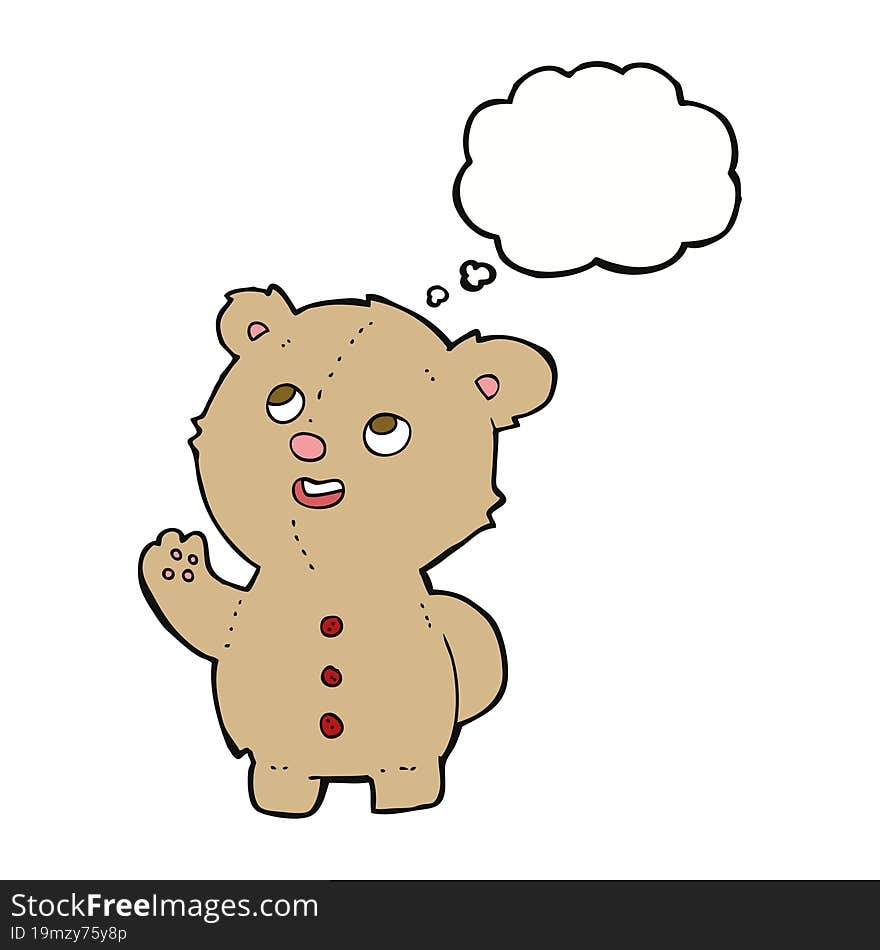 Cartoon Cute Teddy Bear With Thought Bubble