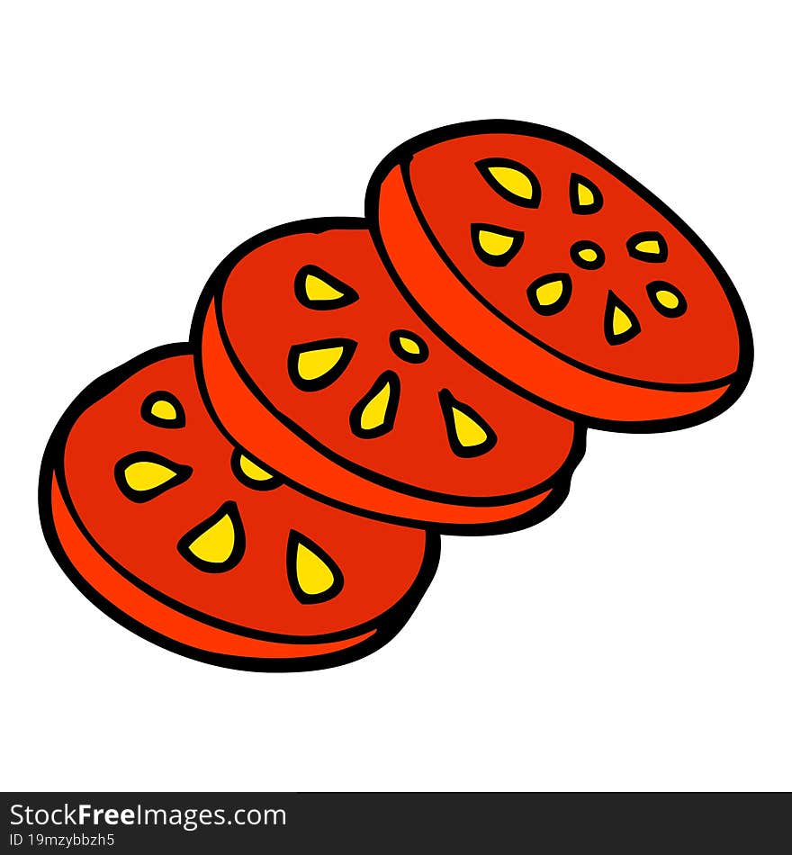 cartoon doodle sliced tomato