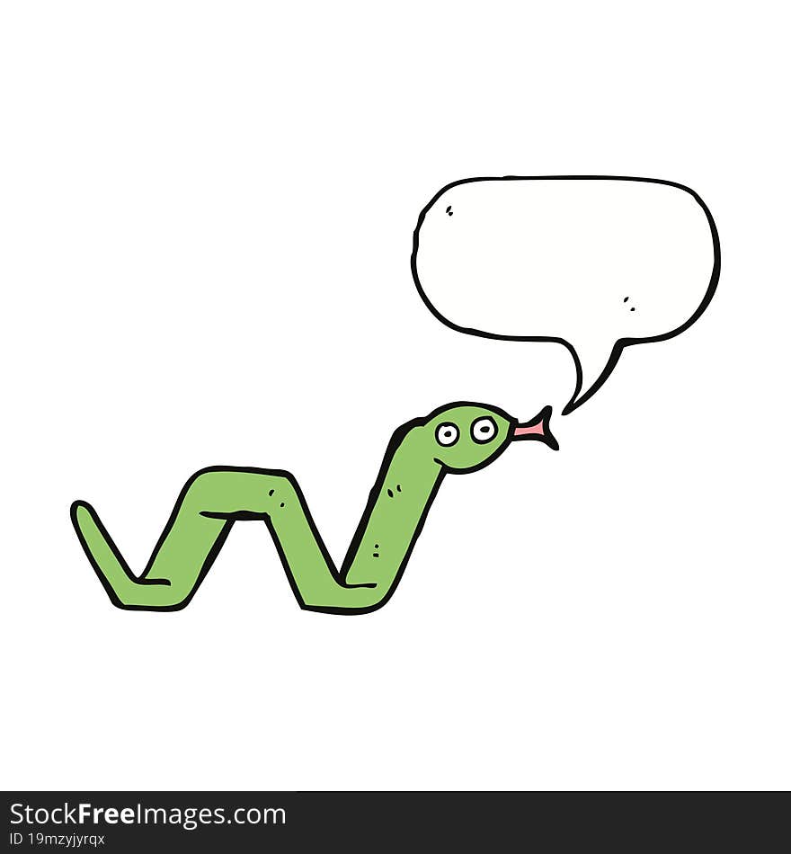 Funny Cartoon Snake With Speech Bubble