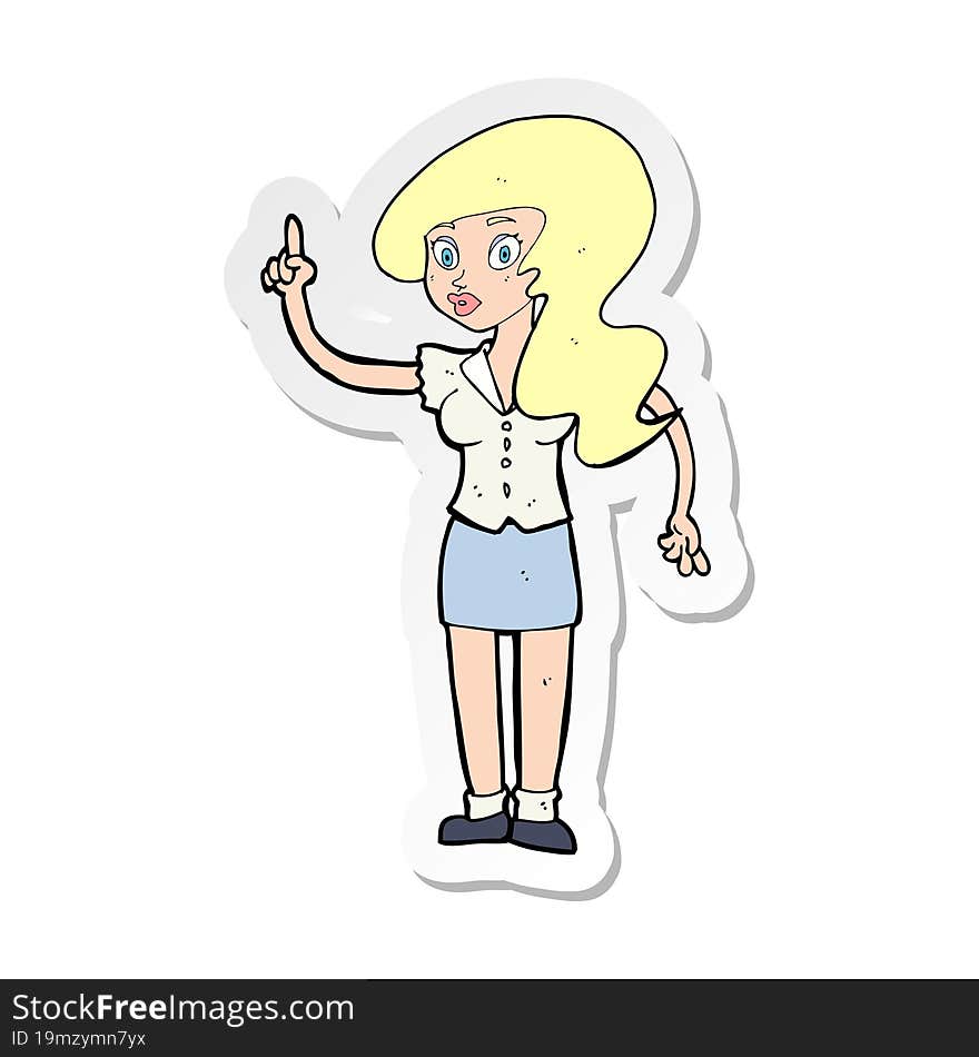 sticker of a cartoon pretty woman with idea