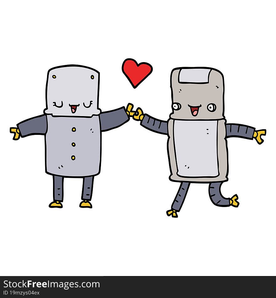 cartoon robots in love