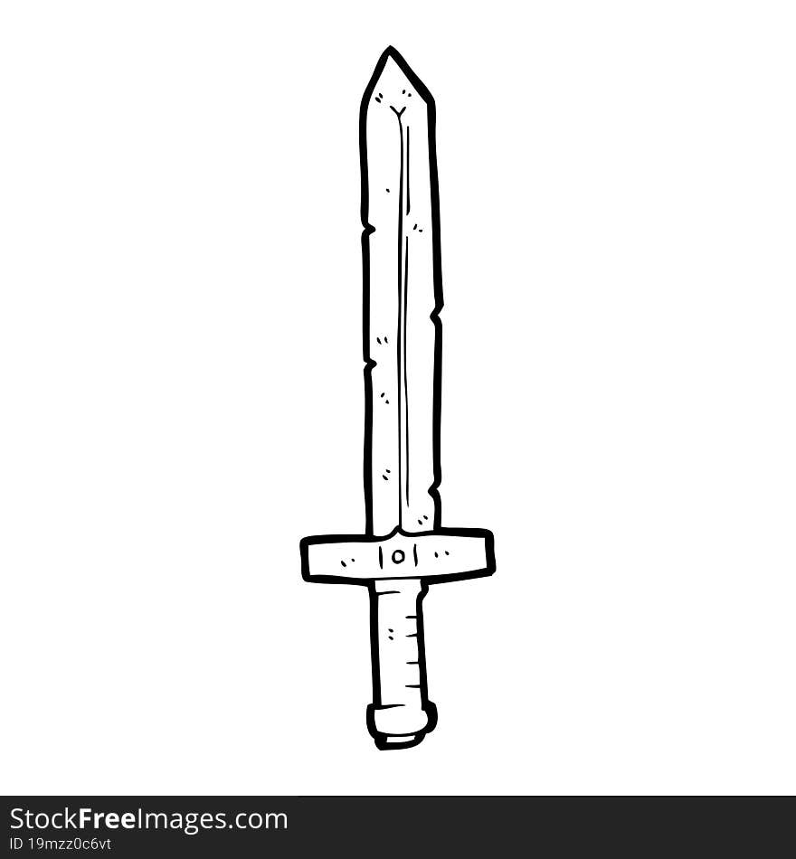 black and white cartoon sword