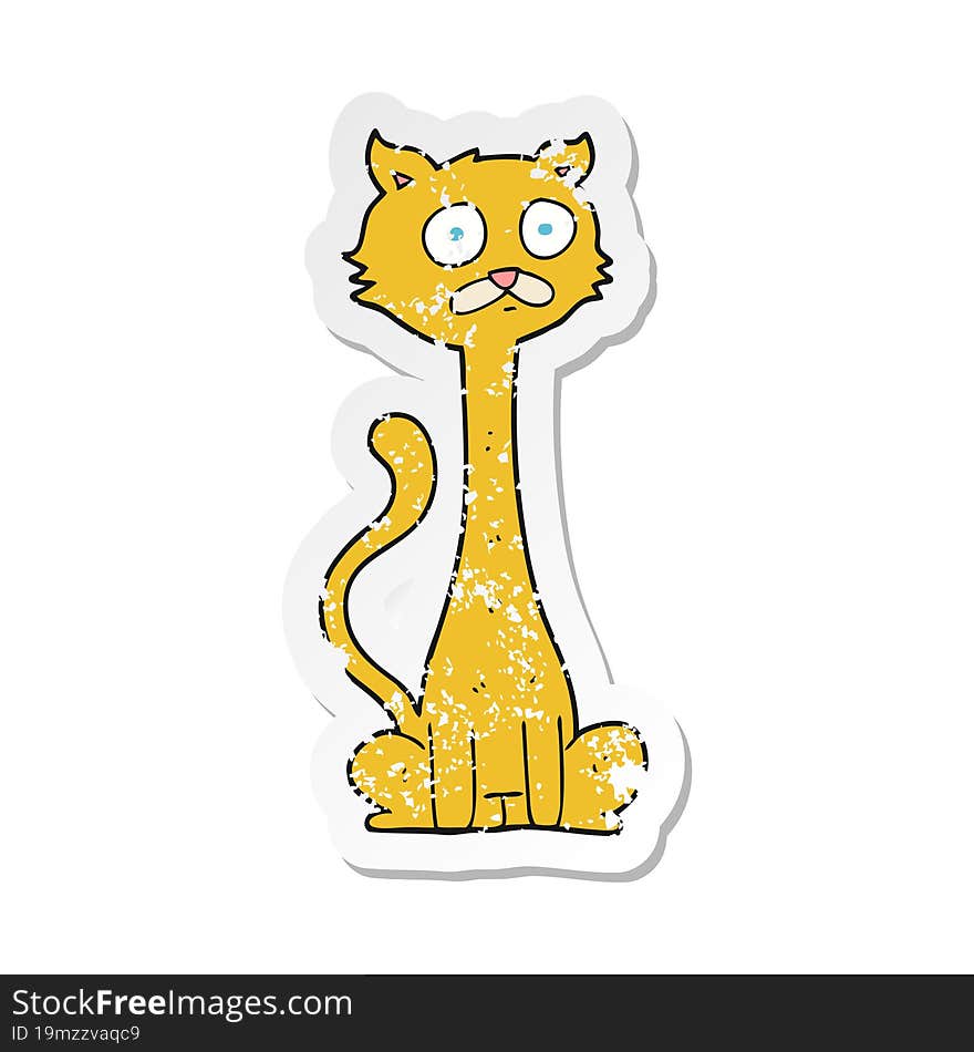 retro distressed sticker of a cartoon cat