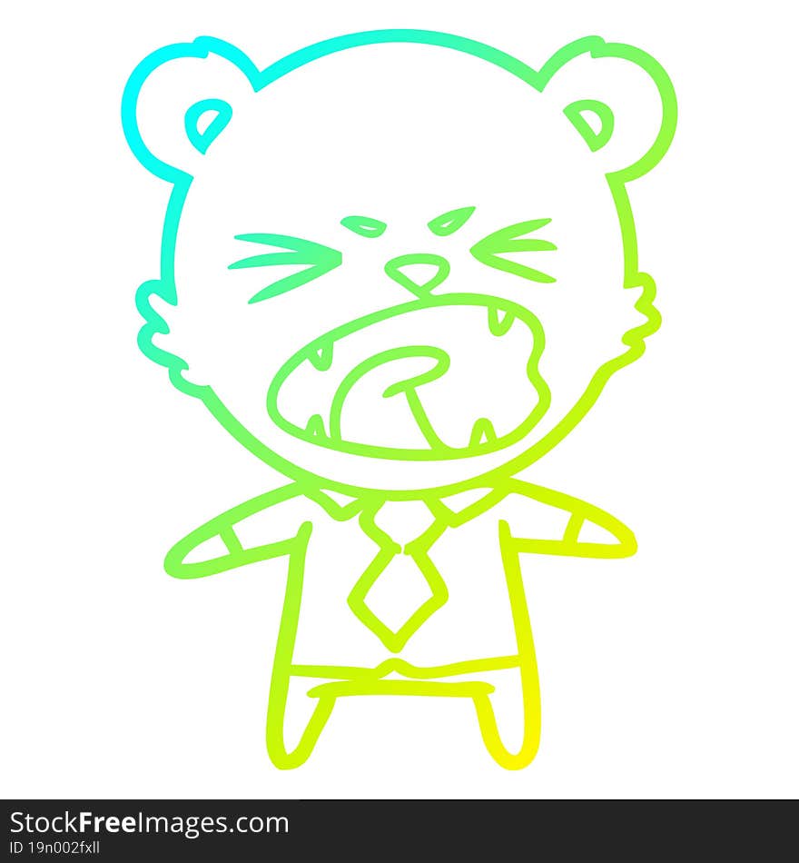 cold gradient line drawing angry cartoon bear