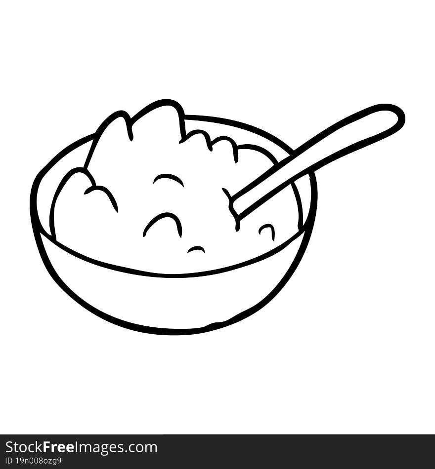 line drawing of a bowl of porridge. line drawing of a bowl of porridge