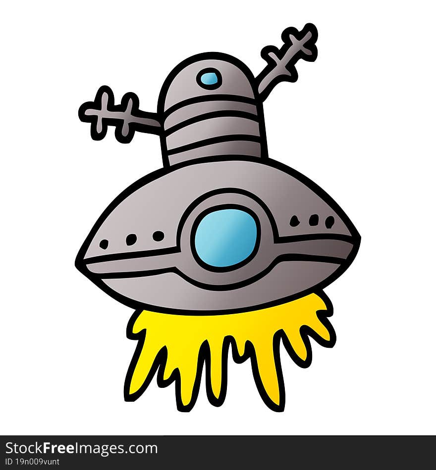 Cartoon Doodle Alien Spaceship