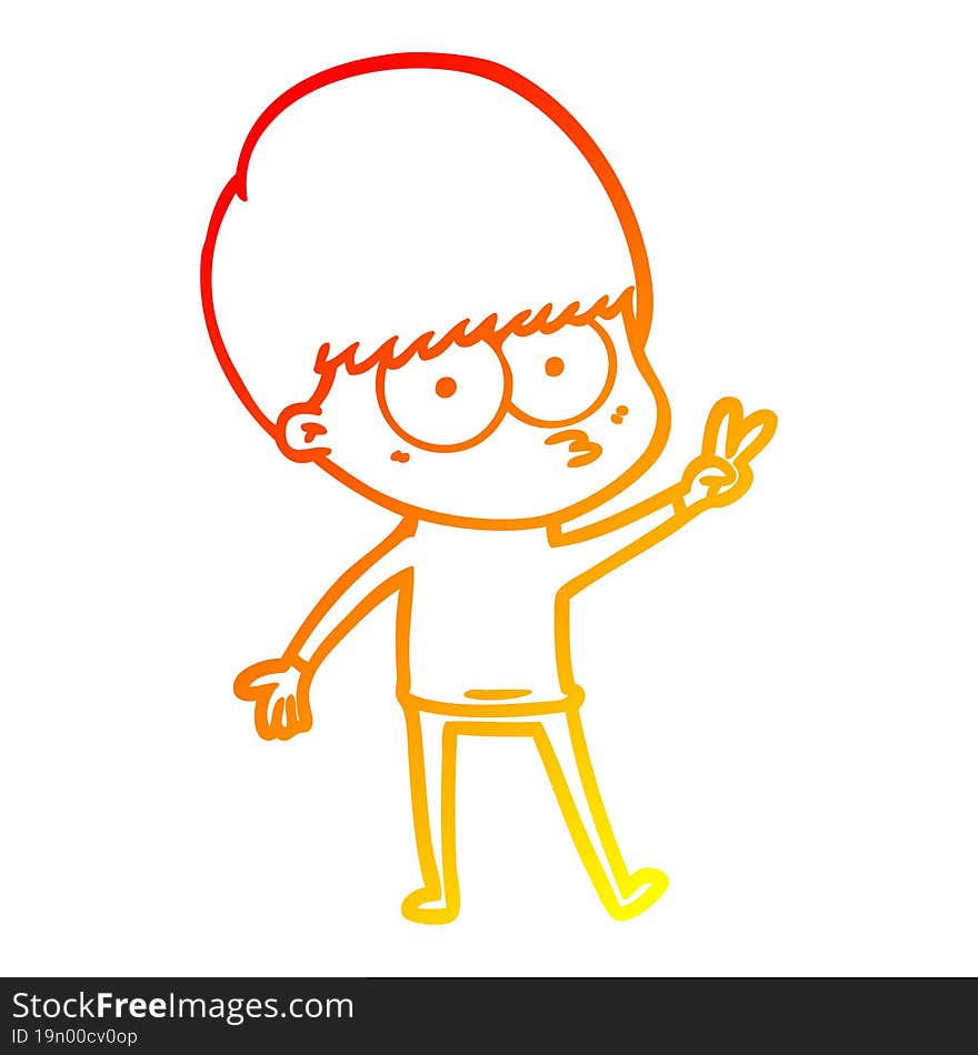 Warm Gradient Line Drawing Nervous Cartoon Boy