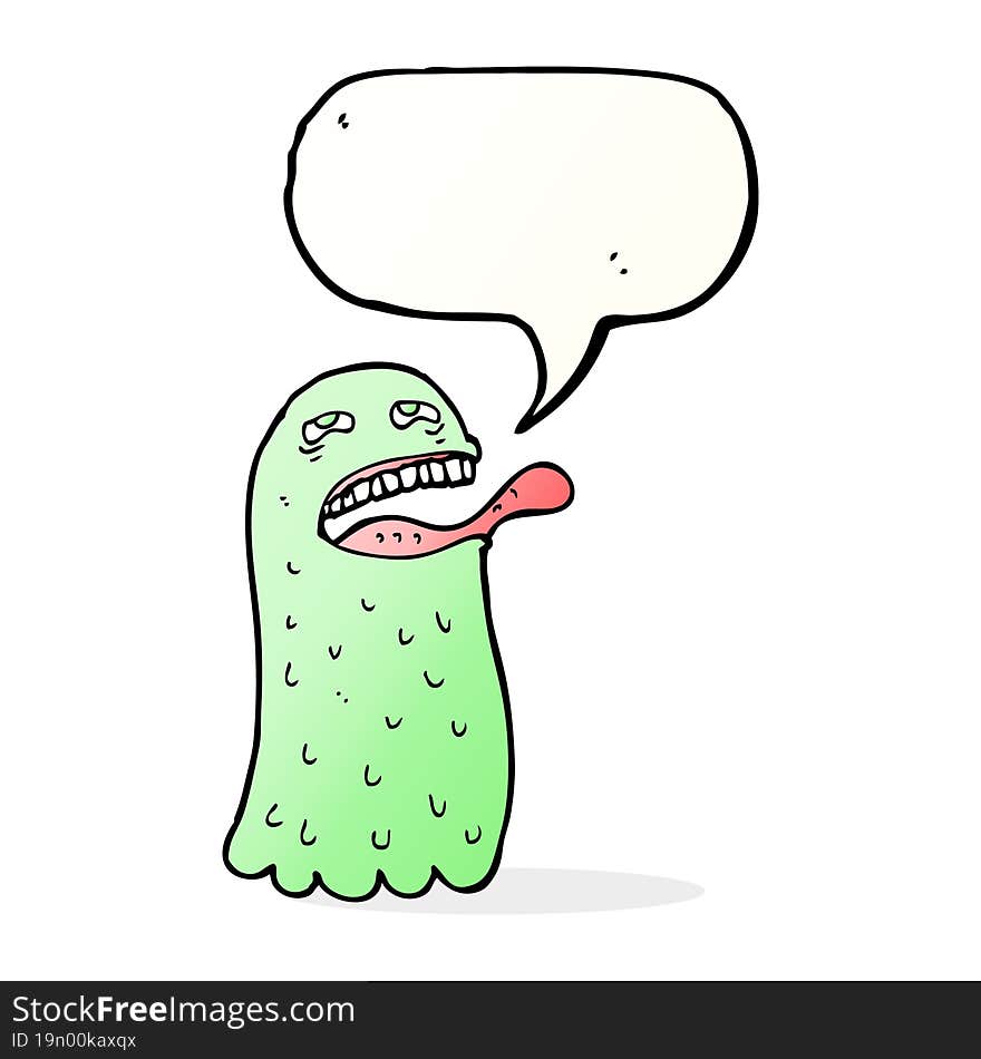 cartoon funny ghost with speech bubble