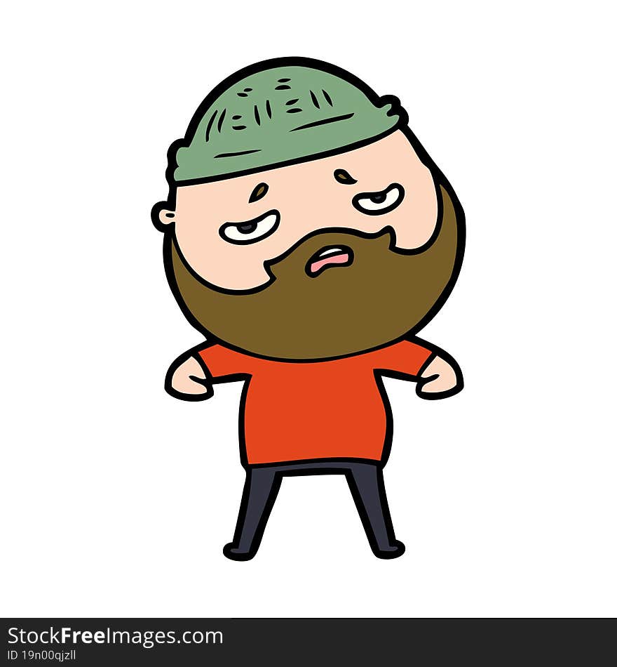 cartoon worried man with beard. cartoon worried man with beard