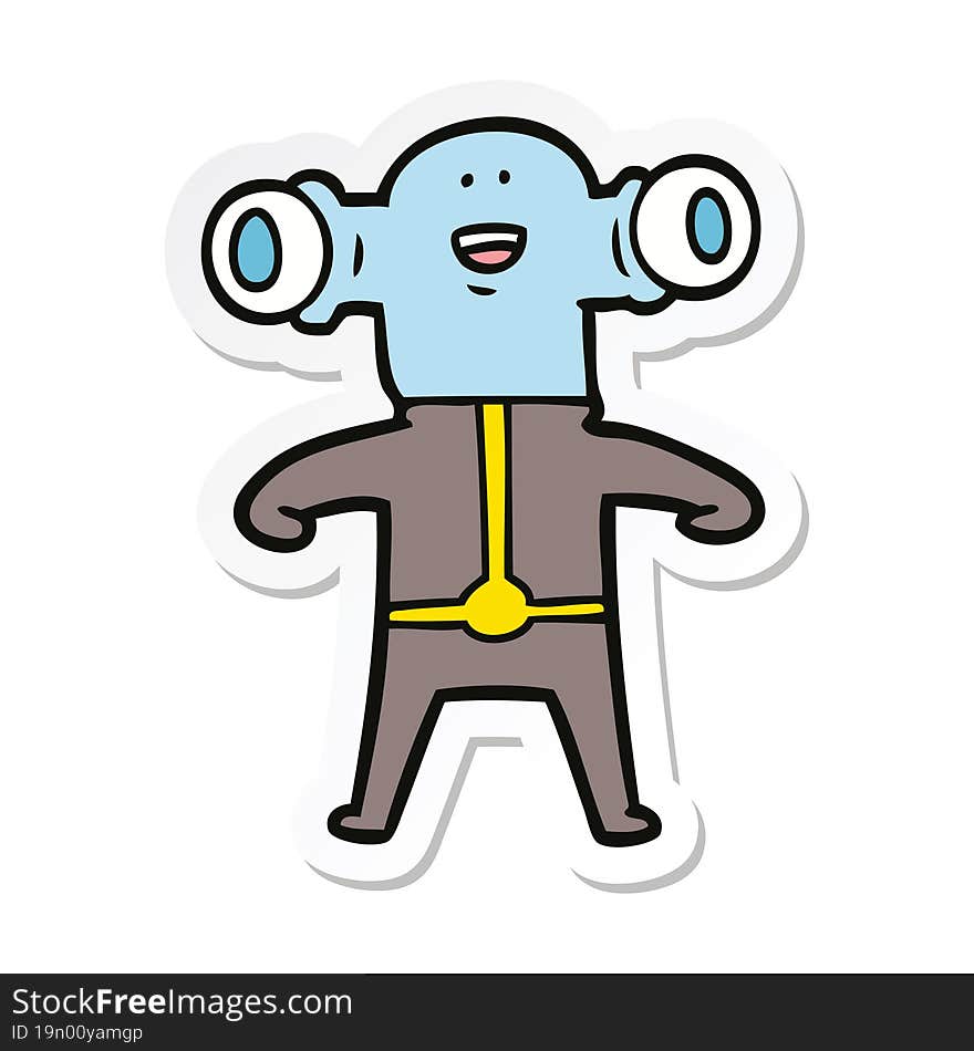 Sticker Of A Friendly Cartoon Alien