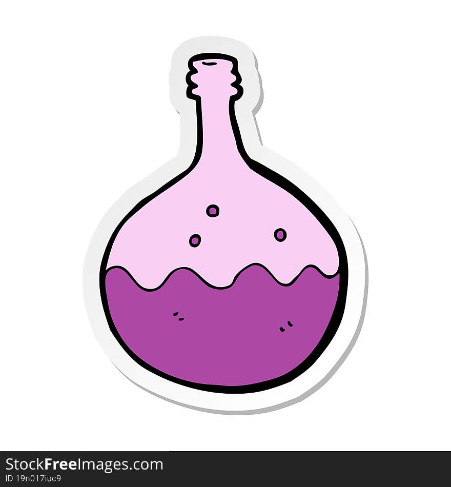 sticker of a cartoon bubbling chemicals