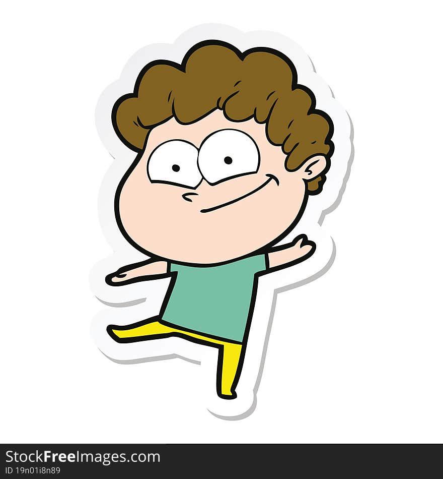 sticker of a cartoon happy man