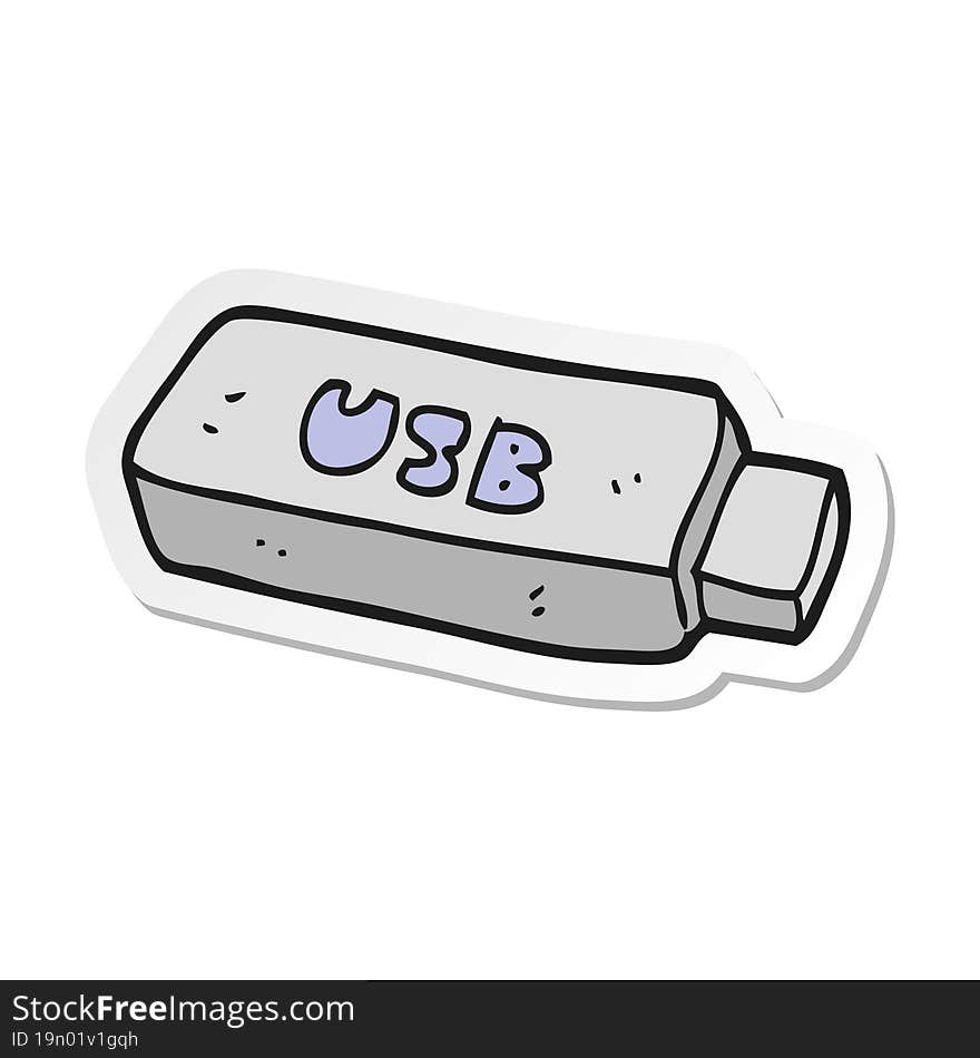 sticker of a cartoon USB stick