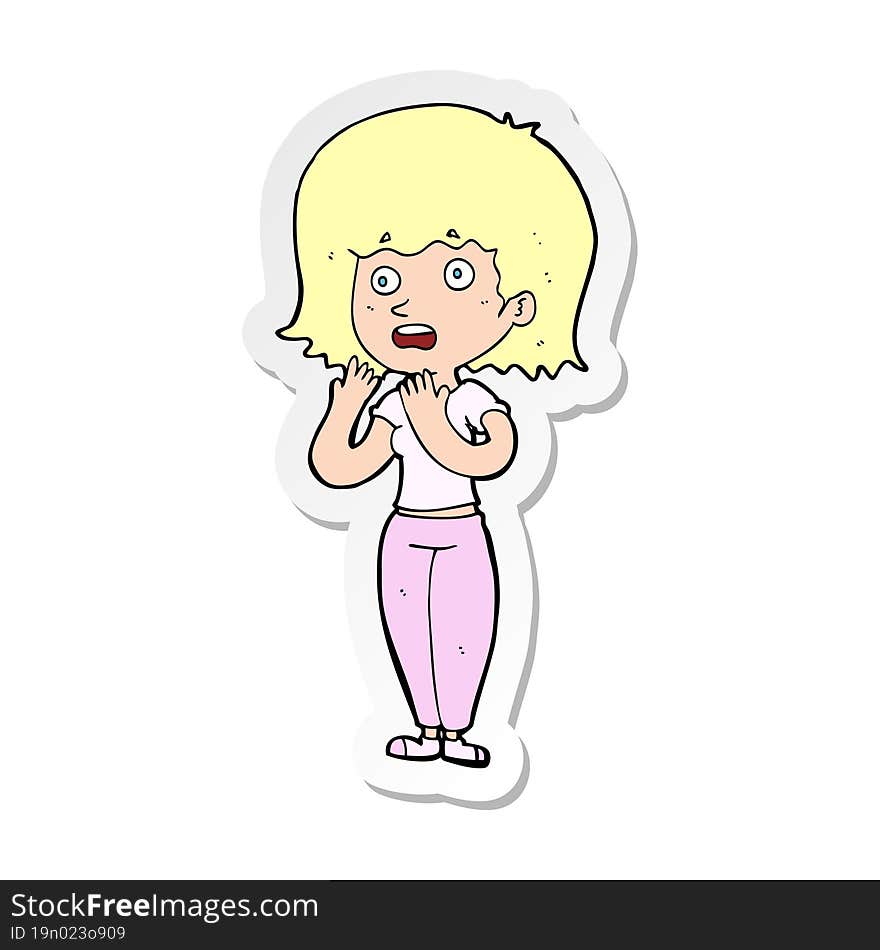 sticker of a cartoon shocked woman