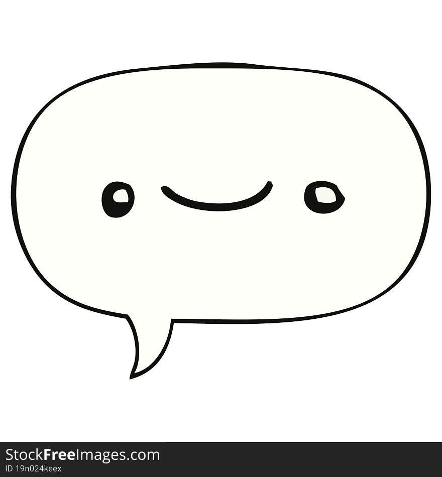 happy cartoon face with speech bubble. happy cartoon face with speech bubble