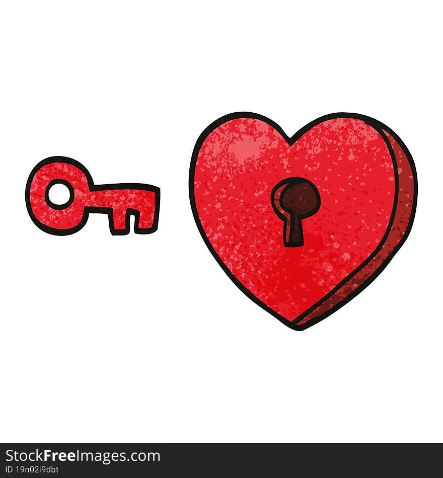 Cartoon Doodle Heart And Key