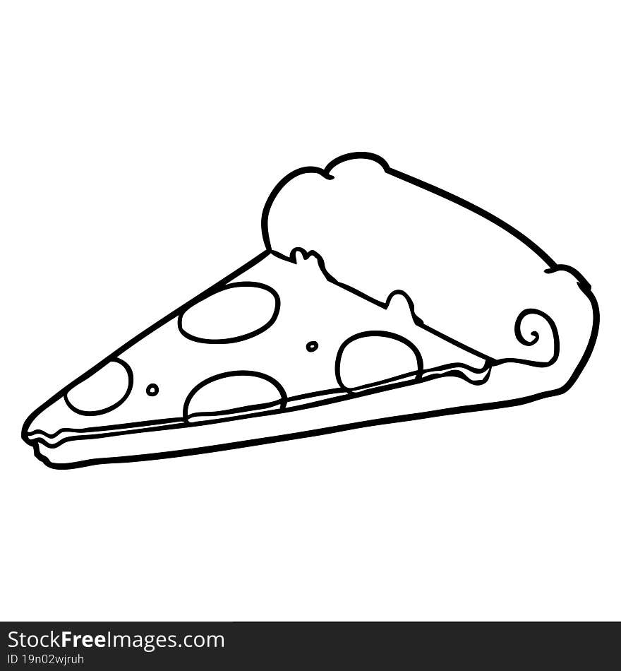 line drawing of a slice of pizza. line drawing of a slice of pizza