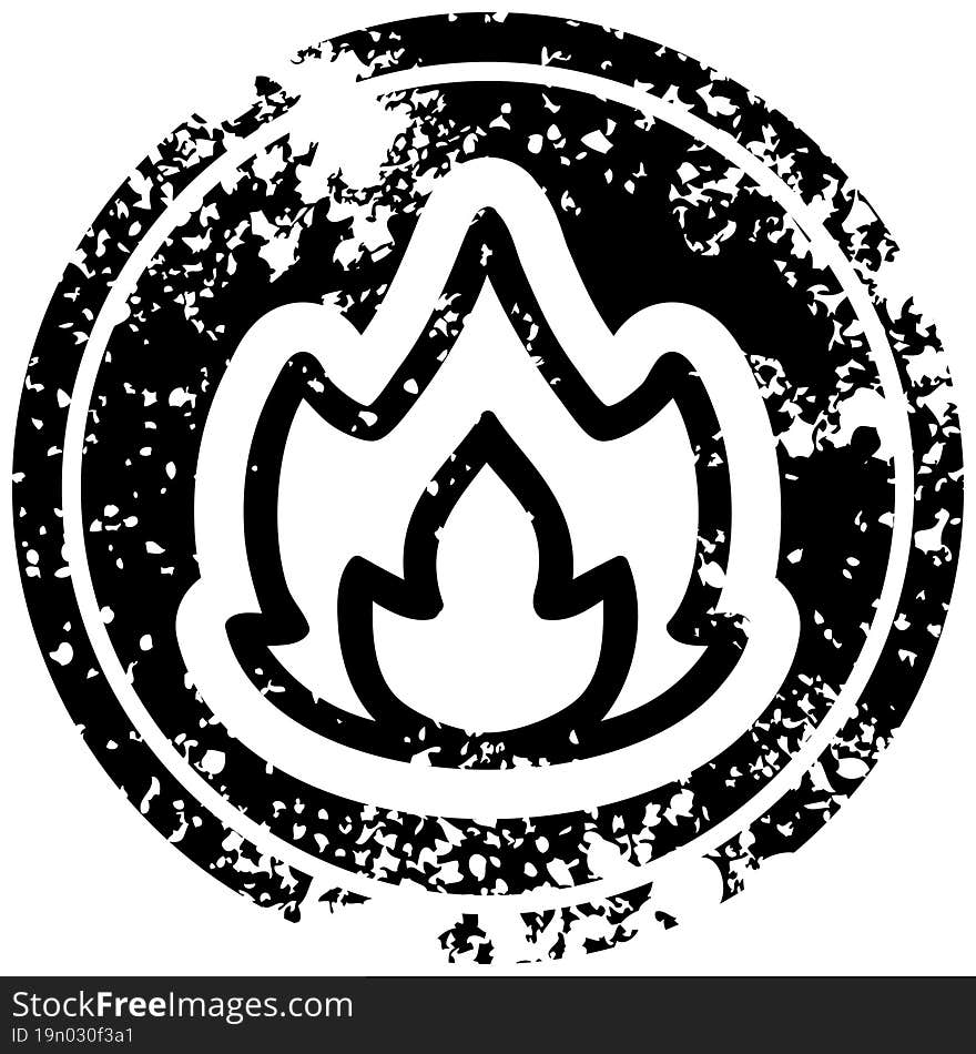 simple flame distressed icon symbol