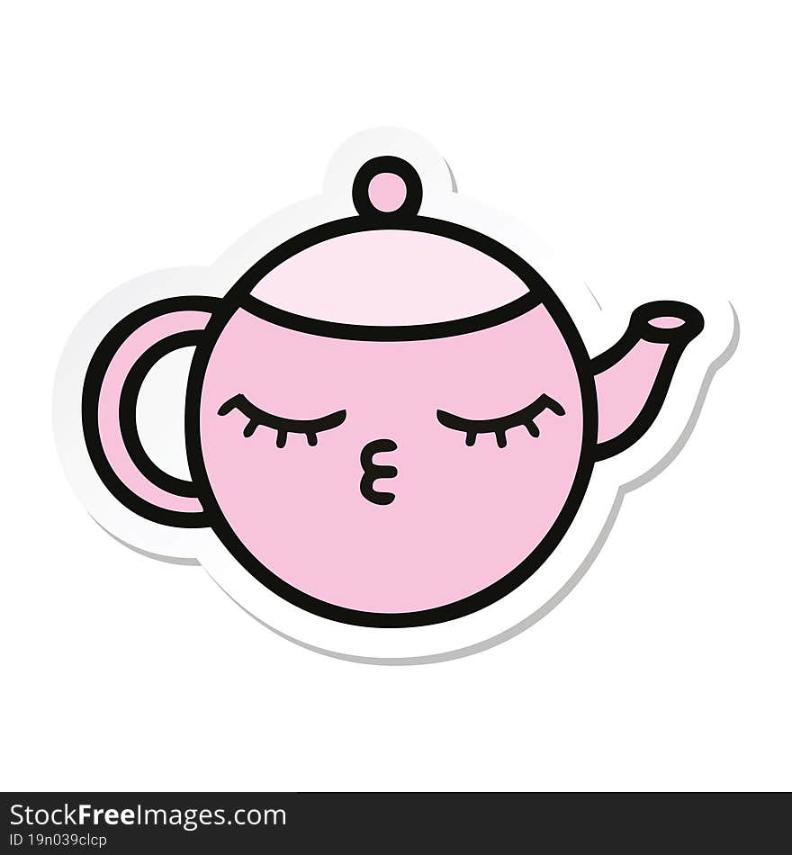 sticker of a cute cartoon teapot