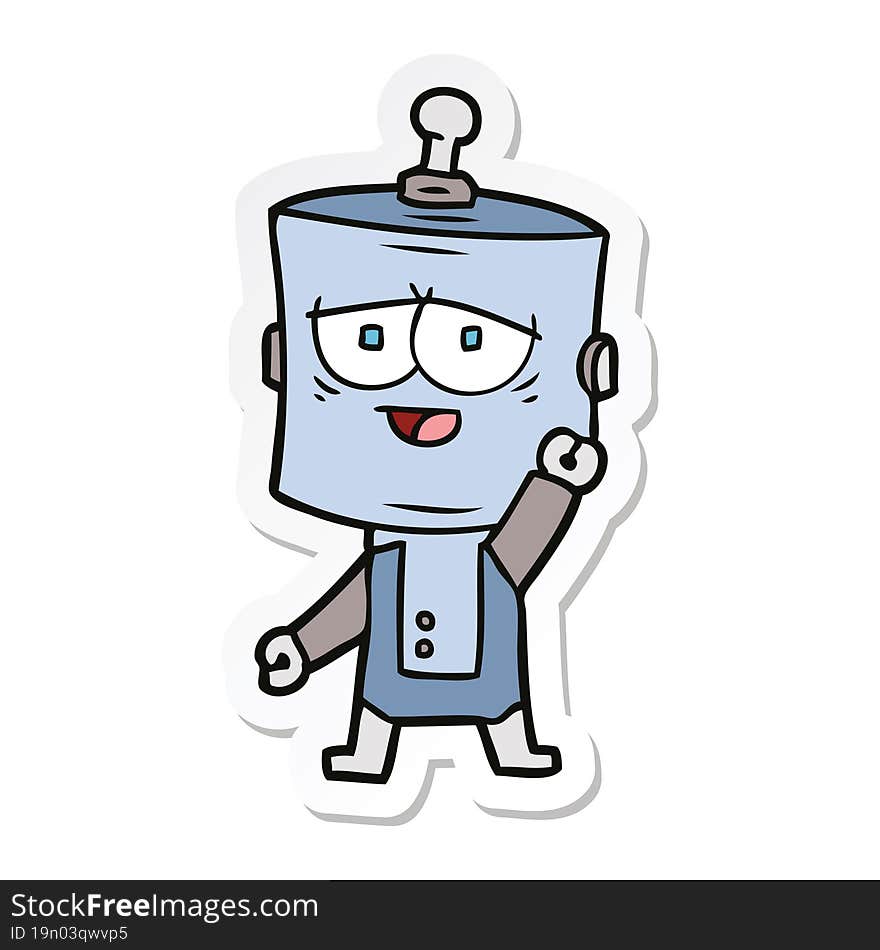 Sticker Of A Cartoon Robot