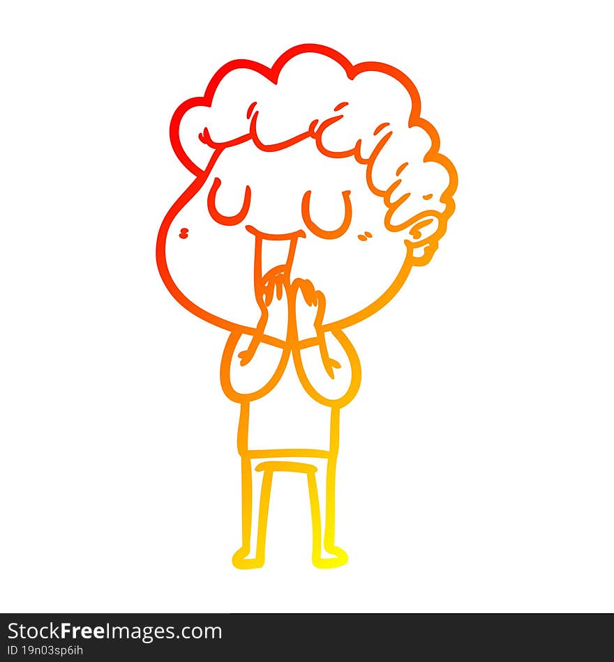 Warm Gradient Line Drawing Laughing Cartoon Man