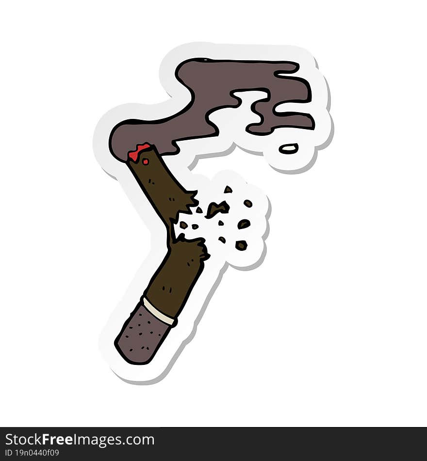 sticker of a cartoon broken cigar