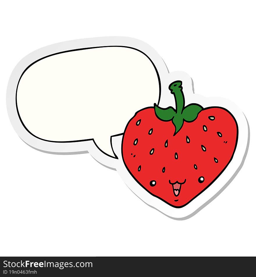 cartoon strawberry with speech bubble sticker