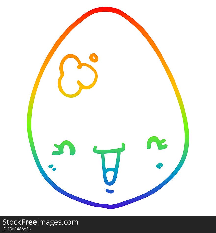 rainbow gradient line drawing cartoon egg