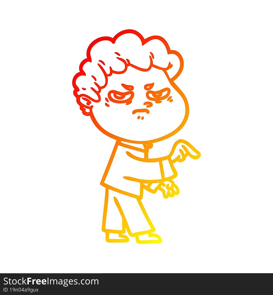 warm gradient line drawing cartoon angry man