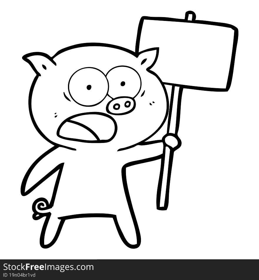 cartoon pig protesting. cartoon pig protesting