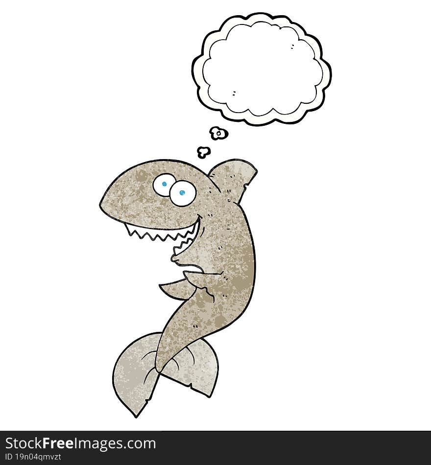 thought bubble textured cartoon shark