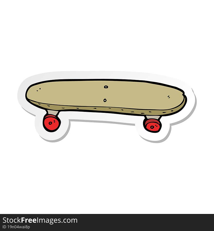 Sticker Of A Cartoon Skateboard