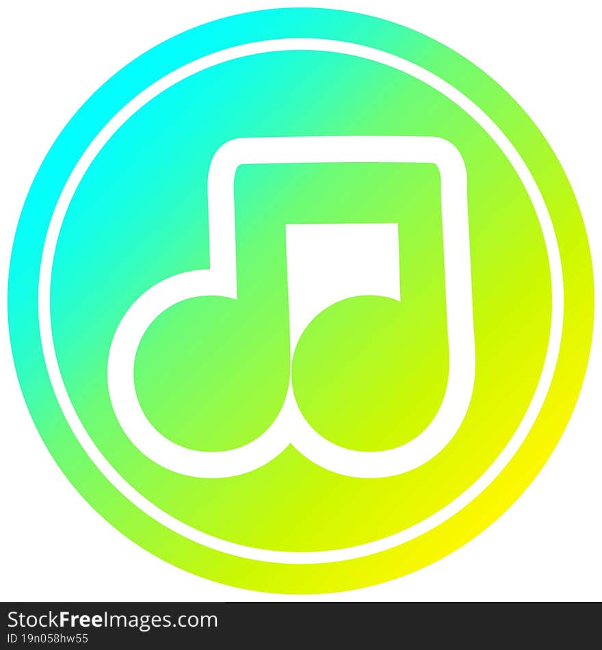 musical note circular icon with cool gradient finish. musical note circular icon with cool gradient finish