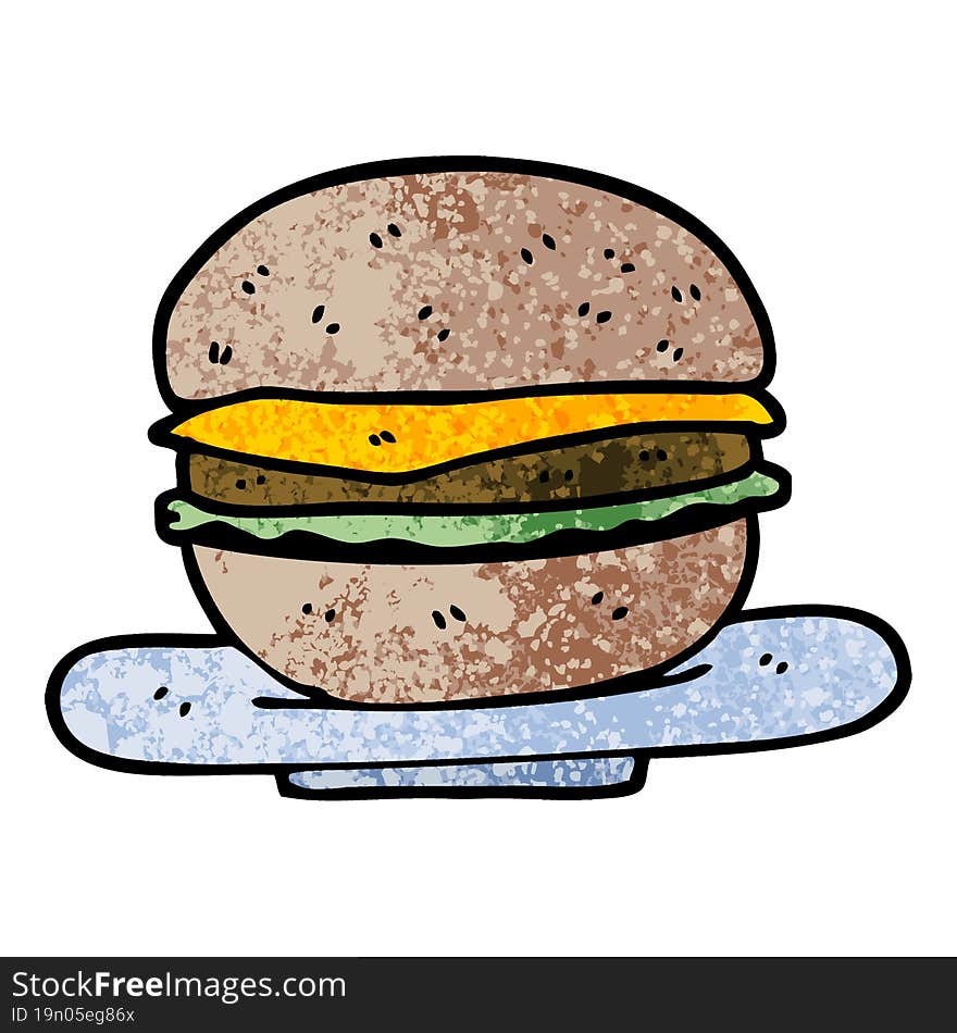 grunge textured illustration cartoon burger