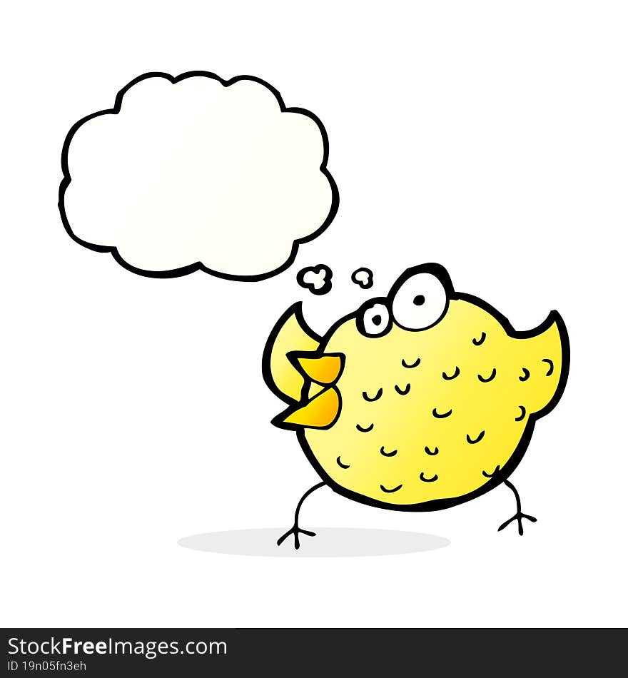 Cartoon Happy Bird With Thought Bubble