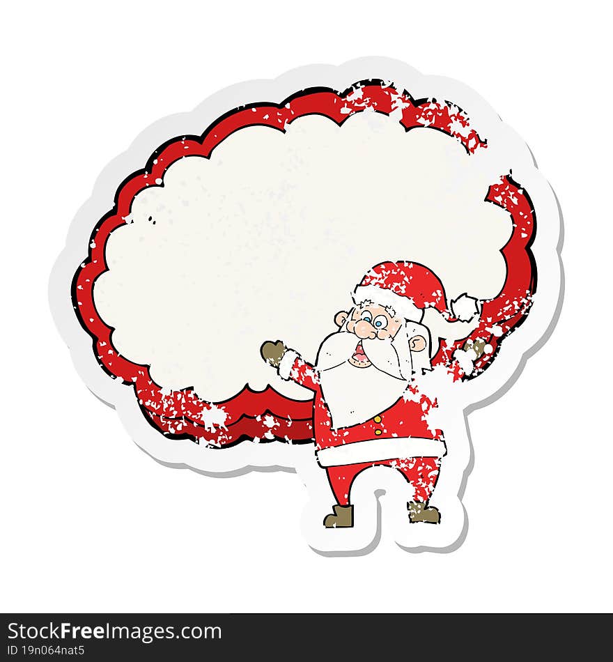 retro distressed sticker of a cartoon santa claus