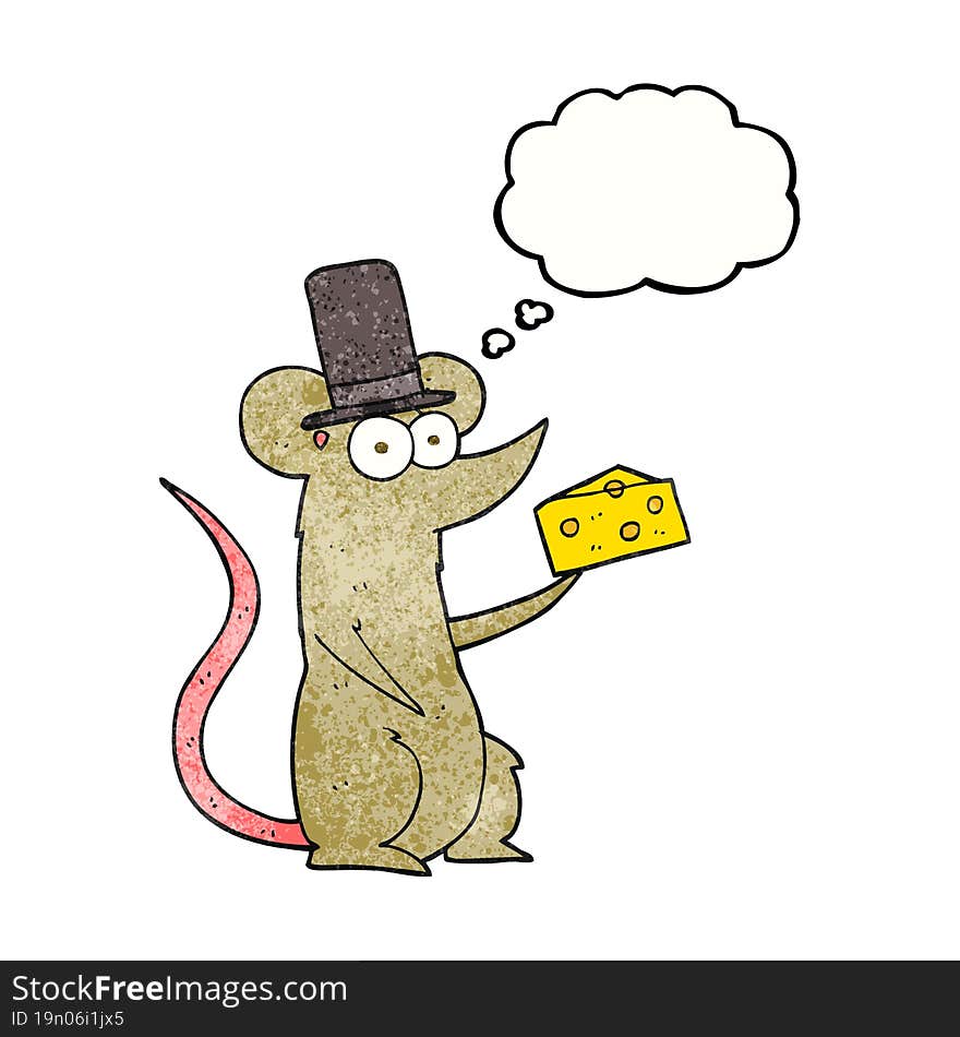 Thought Bubble Textured Cartoon Mouse With Cheese