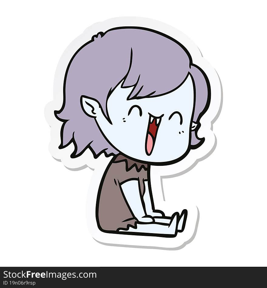 sticker of a cute cartoon happy vampire girl