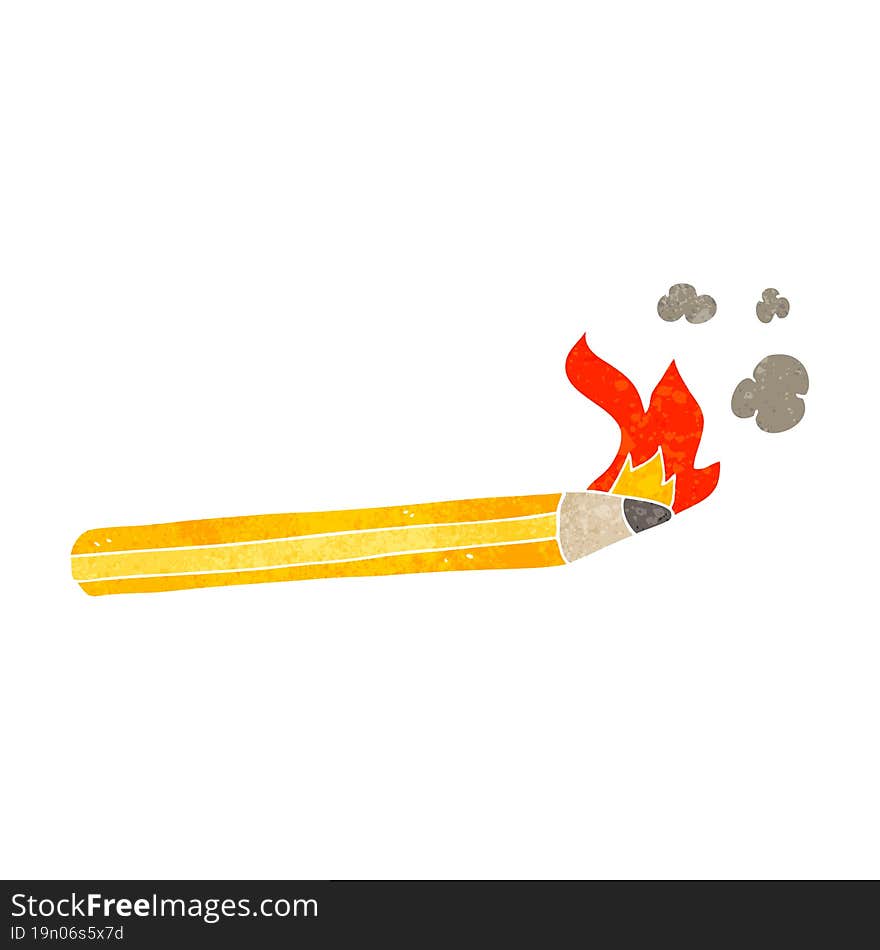 retro cartoon flaming pencil