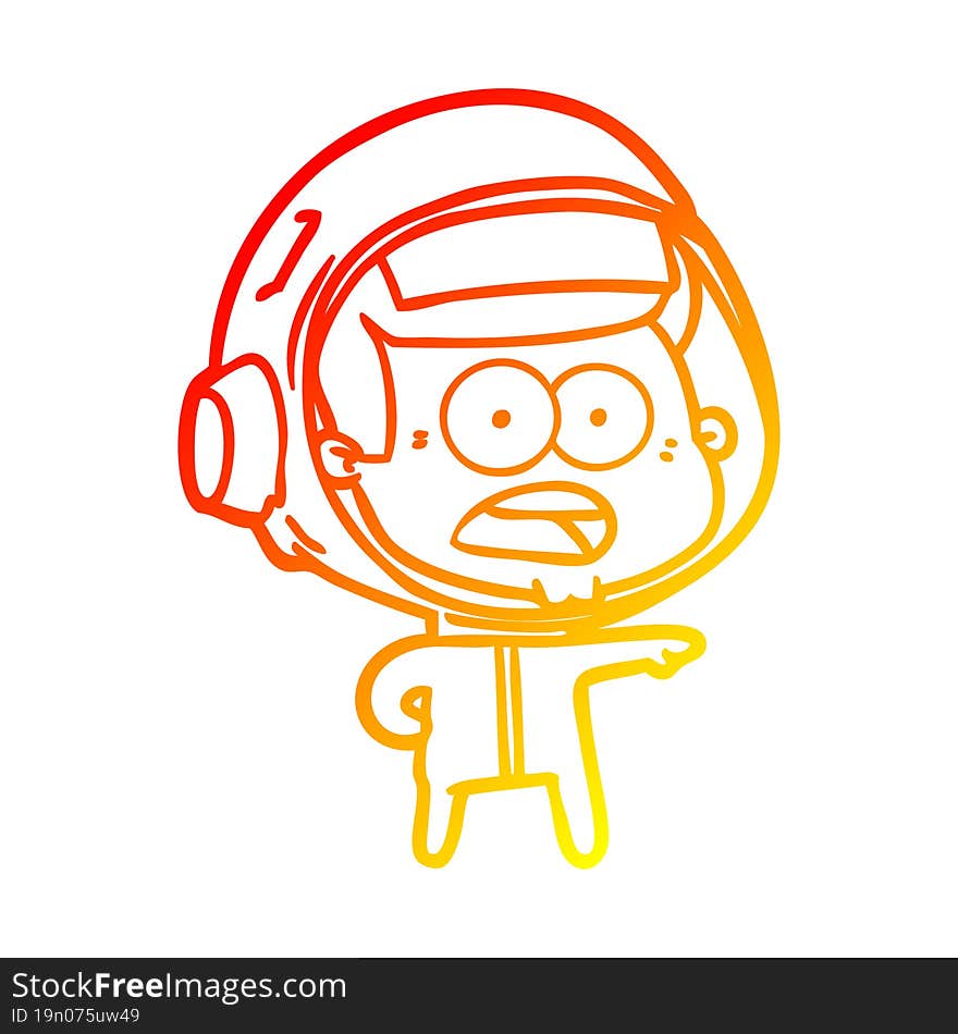 warm gradient line drawing cartoon surprised astronaut