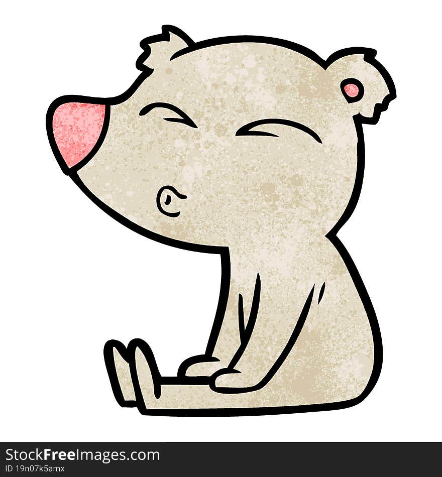 cartoon whistling bear sitting. cartoon whistling bear sitting