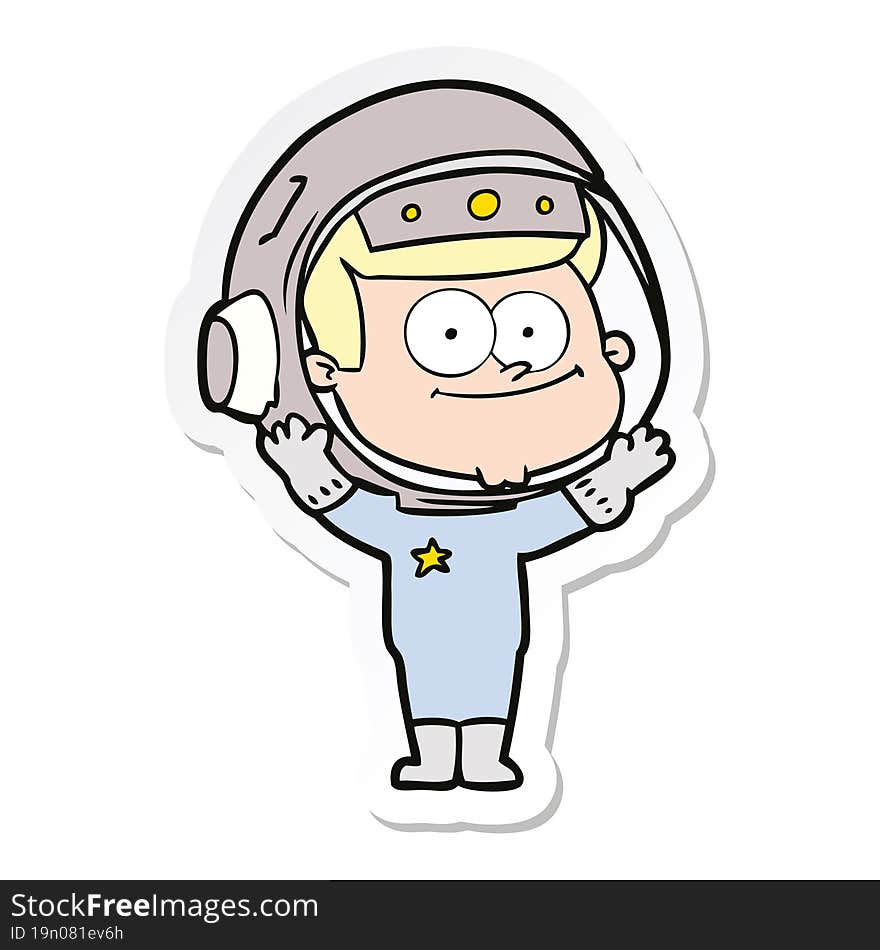 sticker of a happy astronaut cartoon