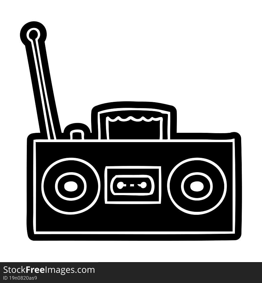 cartoon icon of a retro cassette player. cartoon icon of a retro cassette player