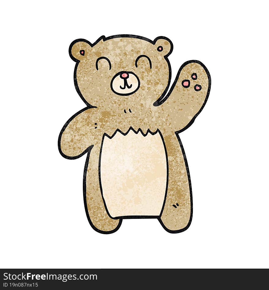 freehand textured cartoon teddy bear