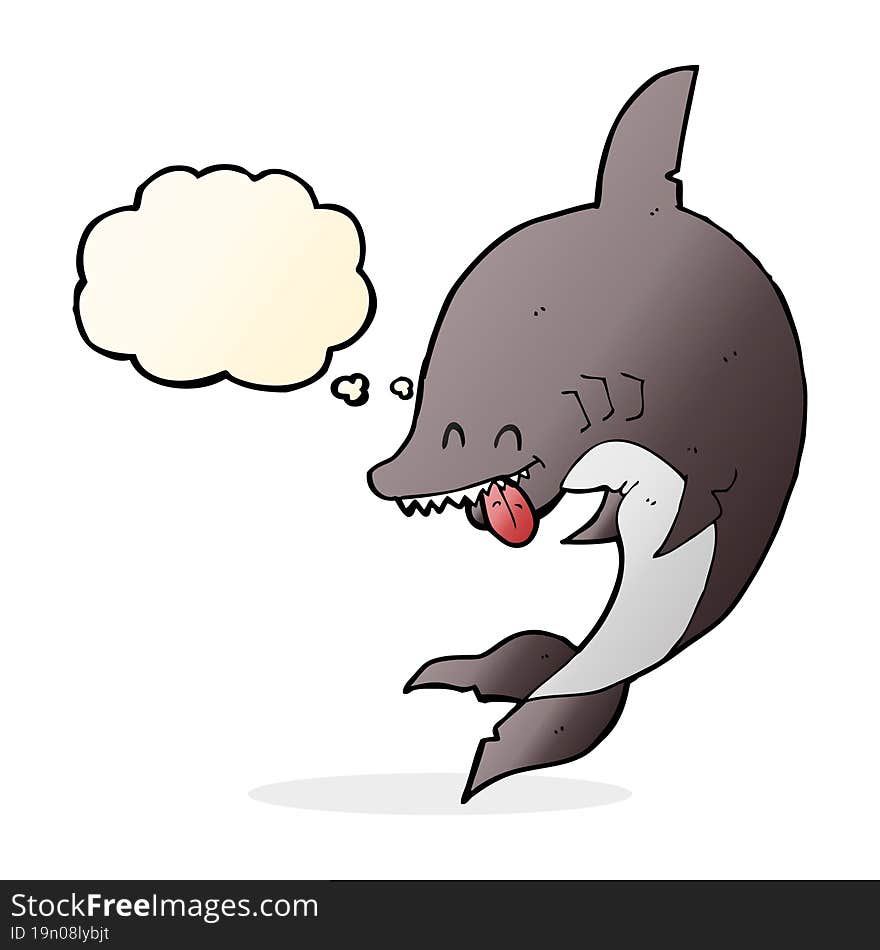 funny cartoon shark with thought bubble