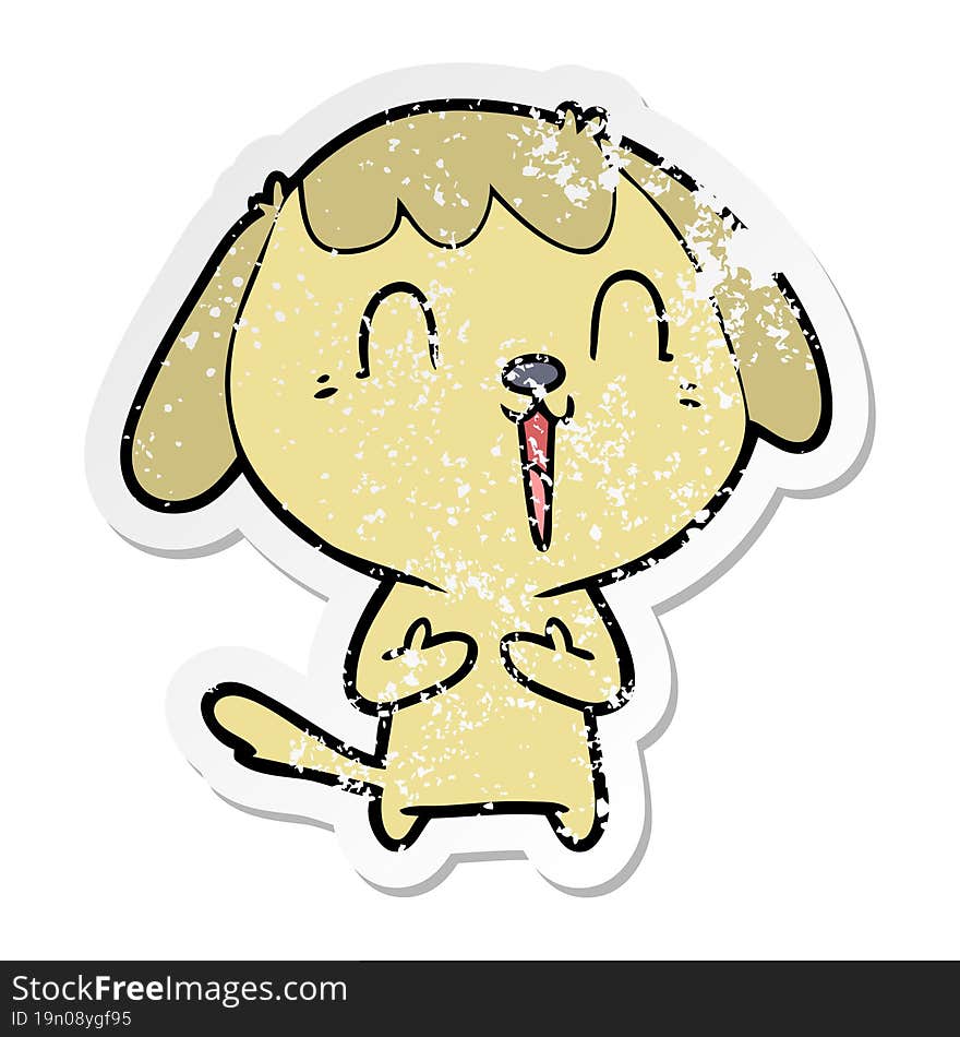 distressed sticker of a cute cartoon dog