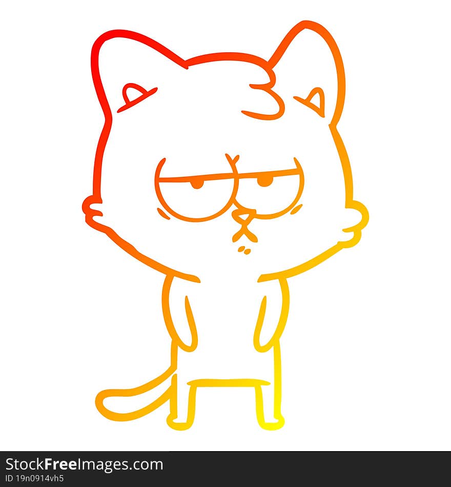 warm gradient line drawing bored cartoon cat