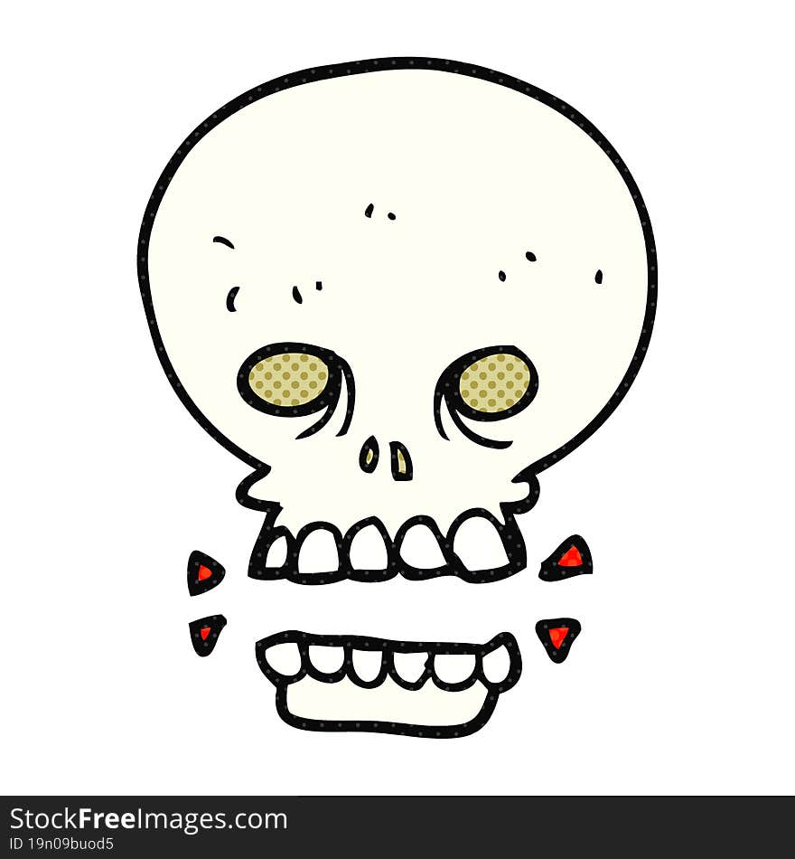 freehand drawn cartoon scary skull