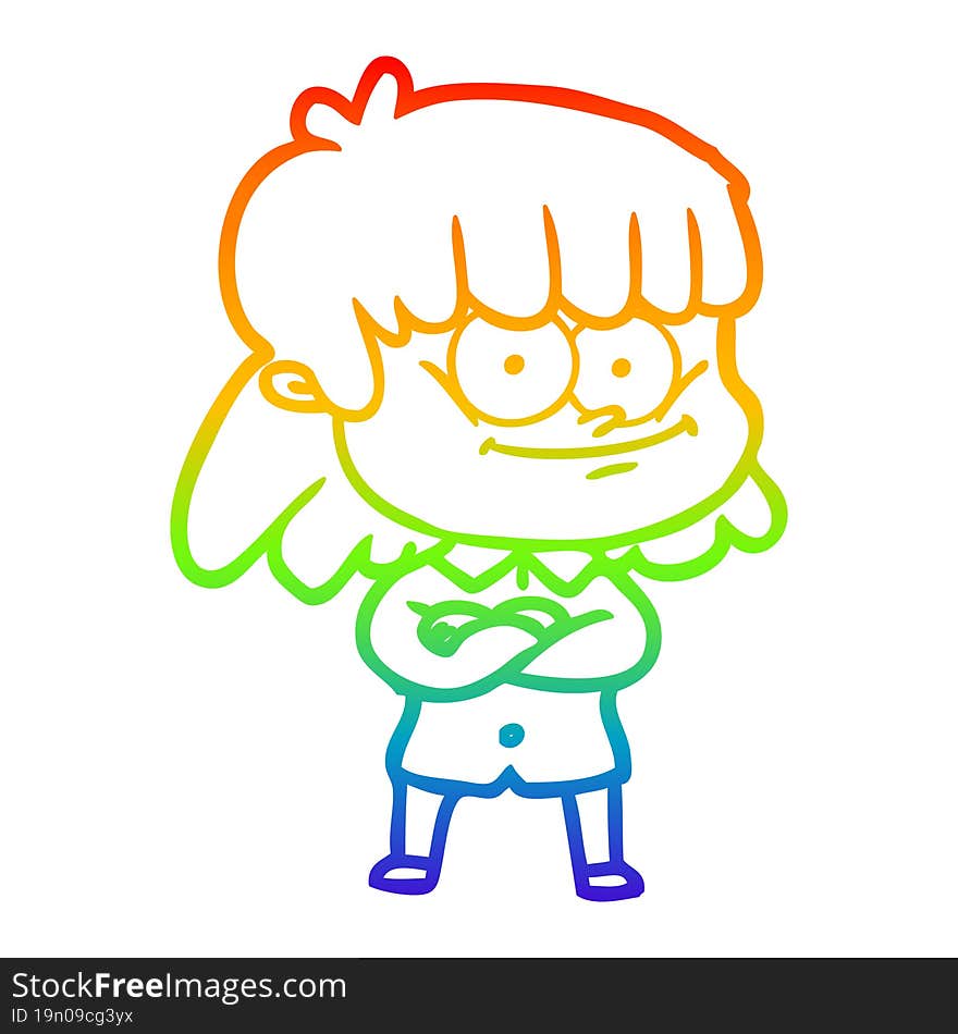 rainbow gradient line drawing cartoon smiling woman